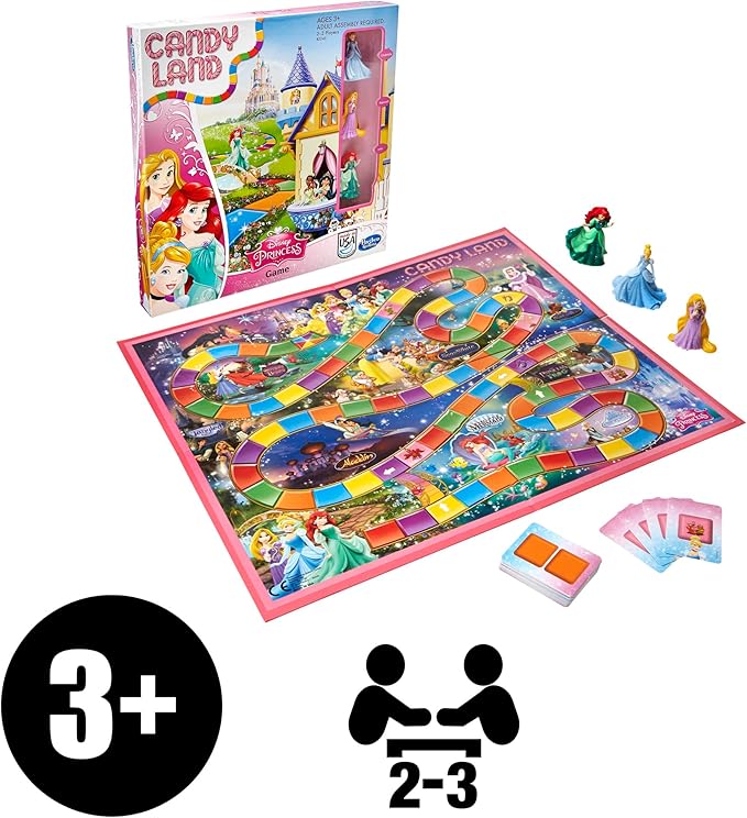 Hasbro Gaming Candy Land Disney Princess Edition Board Game, Preschool Games for 2 to 3 Players, Family Games for Kids Ages 3 and Up (Amazon Exclusive)