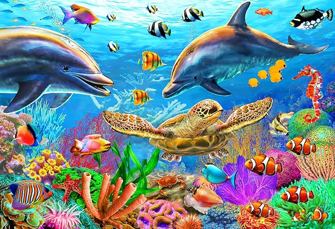 Puzzles for Adults 1000 Pieces The Happy Life of Marine Animals Jigsaw Puzzles