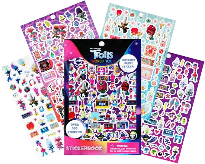 DreamWorks Trolls Coloring Books, Trolls World Tour Sticker Pad and 24 Tattoos Activity Set