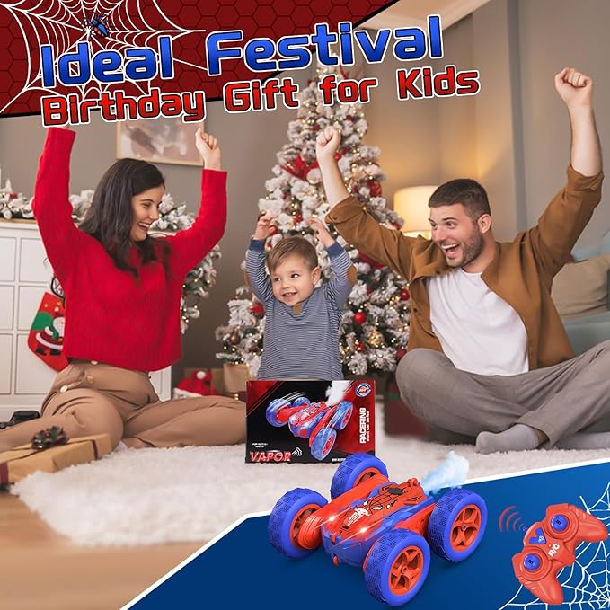 Spider Remote Control Cars for Kids,Double Sided 360° Flips Rotating 4WD Off Road Racing RC Car, RC Stunt Car Toys for Girls Boys Age 4 5 6 7 8 9 10,Perfect Kids Toys Gifts on Birthday (Red)
