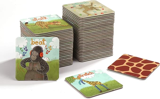 Movement Memory Game for Toddlers 2-4 Years – Educational Matching Game w/ African Animals - Memory Card Game with 28 Sets - Memorize and Match - Exercise & Improve Memory, Focus & concentration