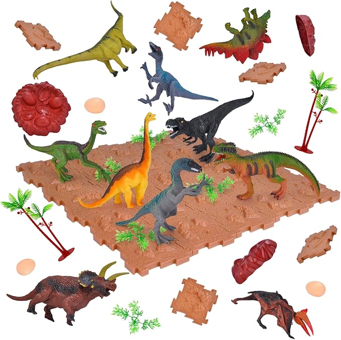 Dinosaur Toys for Kids 3-5: Toddler Toys Age 2-4 Year Old Boys Birthday Gifts, Dino Figures Activity Play Mat Gifts for Girls.Dinosaur Toys Set for Toddlers Learning & Development (Boys & Girls)