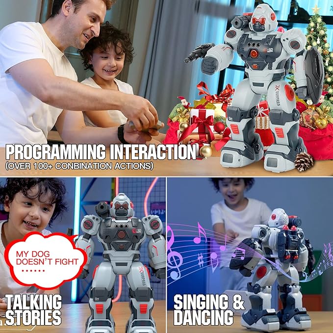 Robot Toys for Boys Kids 5-7 Year Old Remote Control Robots Gifts for 6-8 Birthday Present Toy Hand Gesture RC Sensing 2022 hot Smart programmable Robotics for 3 4 6 9 10 11 and up