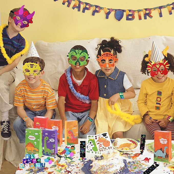 XIPEGPA Dinosaur Party Favors Dinosaur Birthday Party Supplies Dinosaur Goodie Bags for Boys Girls Birthday Dinosaur Bags Fillers Dinosaur Themed Party Toys