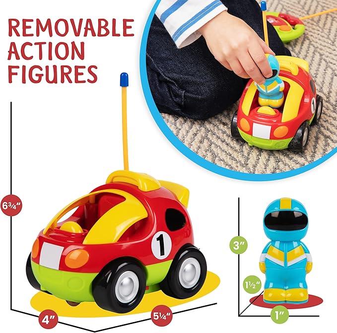 PREXTEX Cartoon Remote Control Car - 2-Pack Police Car and Race Car Toddler Toys - RC Cars for Kids with Different Frequencies - Easy Remote Control Toy and Thoughtful Gifts for Boys and Girls