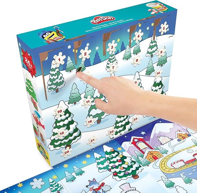 Play-Doh Advent Calendar Toy for Kids 3 Years and Up with Over 24 Surprise Accessories, Playmats, and 24 Cans, Assorted Colors, Non-Toxic