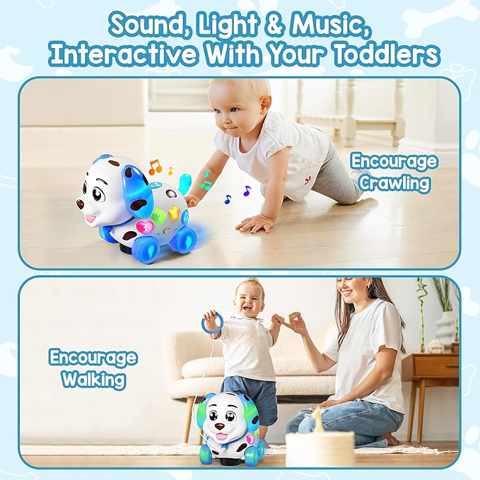 Musical Toy for 1 Year Old Boy Girl, Baby Toys 6-12-18 Months, Puppy Toddler Learning Toy for 1 Year Old Girl Gift, Bilingual Educational Toy with Music Light, 1st Birthday Gift for Toddlers 1-2