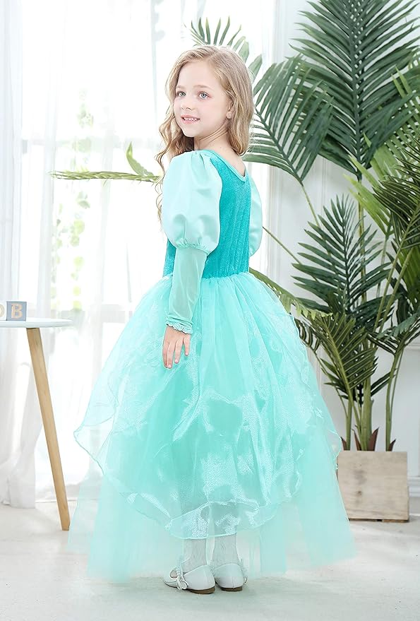 Dressy Daisy Girls Princess Dress Up Costume Mermaid Halloween Xmas Birthday Parties Long Sleeve Size 8-10 Green