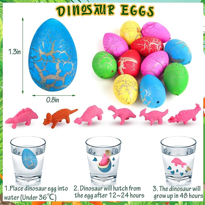 Dinosaur Party Favors For Kids, 134 Dino Party Favors With Slap Bracelets, Keychains, Rubber Rings, Make-a-Face Sticker, Dinosaur Stickers, Dinosaur Figures, Dinosaur Eggs, Dinosaur Goodie Bags