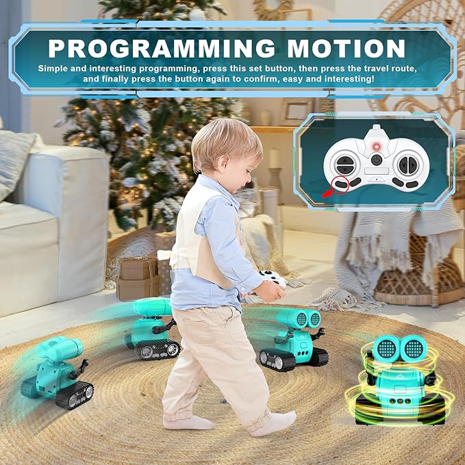 Hamourd Robot Toys - Kids Toys Rechargeable RC Robots with Gesture Sensing, Walkie-Talkie, Flexible Head & Arms, Programming Motion, Dance Moves, Music, Shining LED Eyes, Girls Boys Toys Birthday
