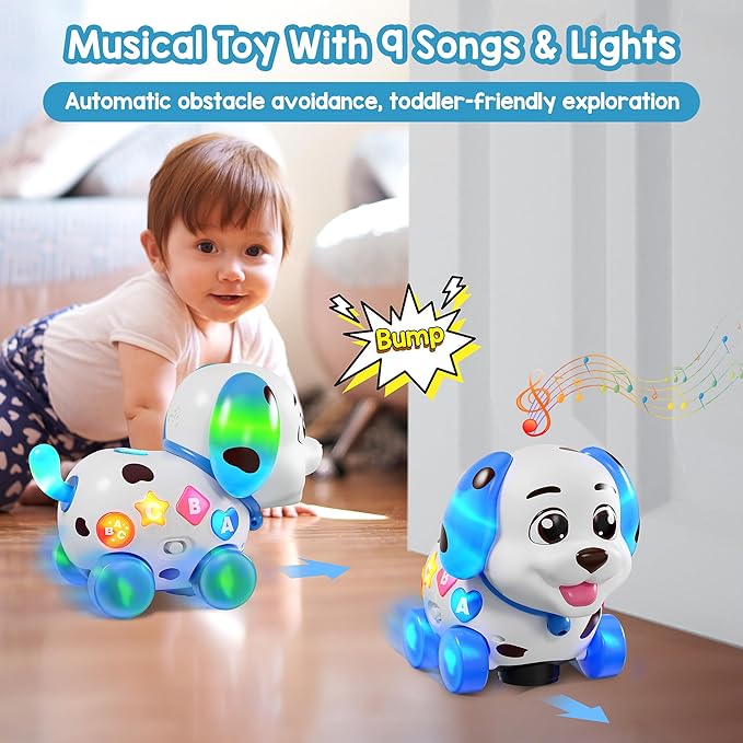 Musical Toy for 1 Year Old Boy Girl, Baby Toys 6-12-18 Months, Puppy Toddler Learning Toy for 1 Year Old Girl Gift, Bilingual Educational Toy with Music Light, 1st Birthday Gift for Toddlers 1-2