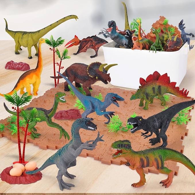 Dinosaur Toys for Kids 3-5: Toddler Toys Age 2-4 Year Old Boys Birthday Gifts, Dino Figures Activity Play Mat Gifts for Girls.Dinosaur Toys Set for Toddlers Learning & Development (Boys & Girls)