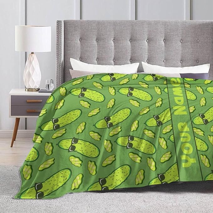 Custom Pickle Blanket with Name for Boys Girls, Personalized Cute Pickle Themed Design Printed Throw Blankets for Kids Lap, Chair Sofa, Giftable Blanket, 40"x 50"