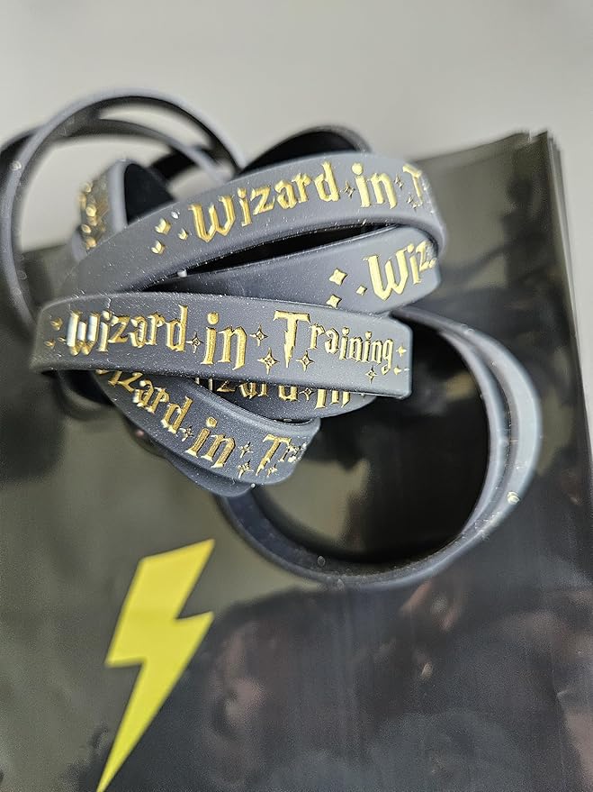 Wizard Birthday Party Favor Supplies, Magical Plastic Goody Bags Fillers and Silicone Wrist Bands Harry Halloween Theme Gifts 25 Pack (Bands)