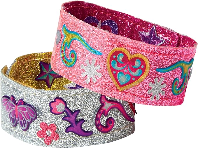 Melissa & Doug Design-Your-Own Bracelets With 100+ Sparkle Gem and Glitter Stickers - Kids Snap Bracelets, Jewelry Crafts For Kids Ages 4+
