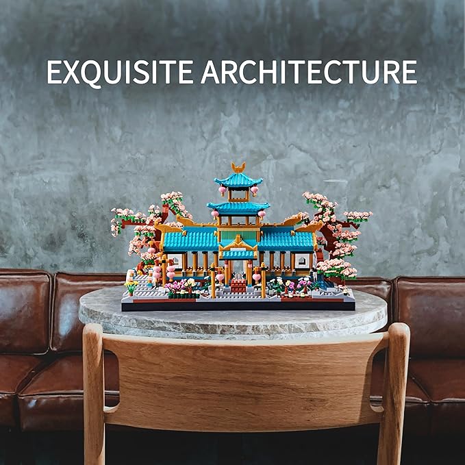 JXRLMB City Architecture and Collection Micro Blocks Modle Building Sets The Classical Gardens of Suzhou and Sakura Tree, a Idear DIY Cherry Trees Kit for Adults and Kids 2350 pcs with 2 Figures