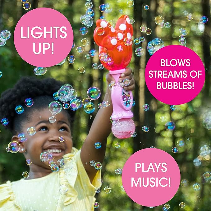 Little Kids Disney Minnie Mouse Light and Sound Musical Bubble Wand, Includes Bubble Solution, Plastic, Multi (2051)