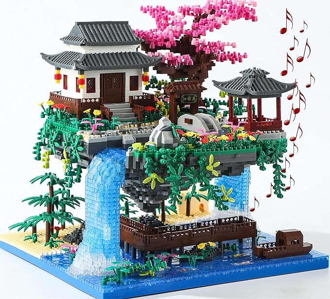 Cherry Blossom Tree Building Set with Gift Box, Original Music Cherry Blossom Tree House(Type :Symphony), Japanese Sakura Tree House Lights Building Kit(3320 Pcs, Cherry Bonsai Tree Building Set.
