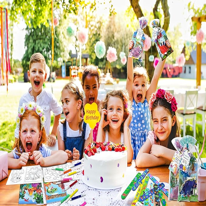 Dinosaur Party Favors for 12 Kids, Dinosaur Birthday Party Supplies, Dinosaur Goodie Bags for Boys Girls, Dinosaur Gifts Bags Fillers Pinata Stuffers, Dinosaur Party Toys Coloring Books