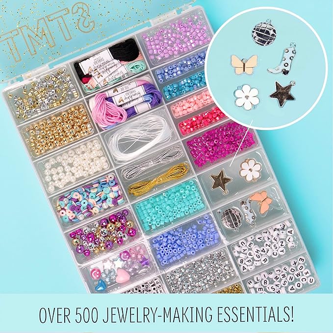 STMT D.I.Y. Glitz Bead Case, Includes Over 500 Jewelry Making Supplies, Including Cute Beads for Jewelry Making, Bracelet Charms, Storage Case, Friendship Bracelet Kit, Teen Girl Gifts