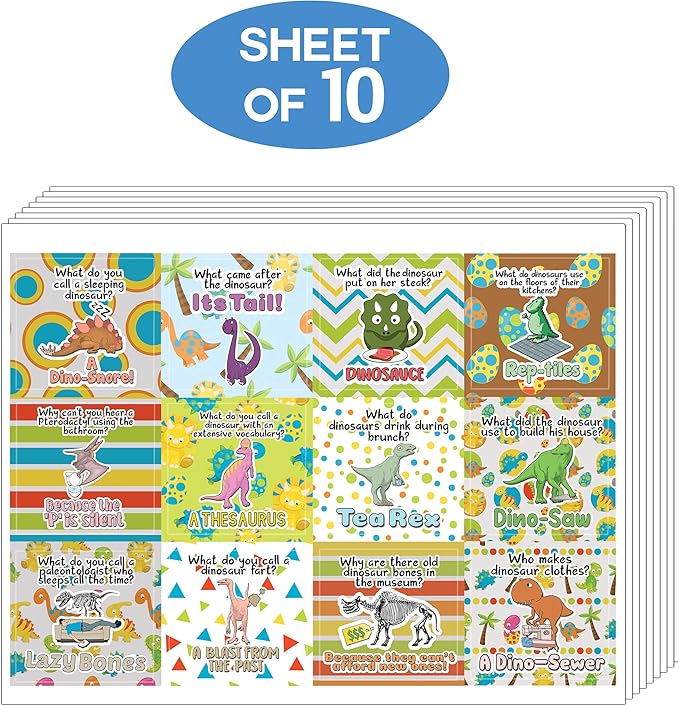 Creanoso Funny Dinosaurs Humor Stickers (10-Sheet) - Classroom Reward Incentives for Students and Children - Stocking Stuffers Party Favors & Giveaways for Teens & Adults
