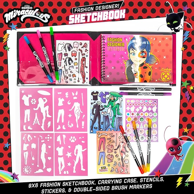 Miraculous Fashion Designer Sketchbook – Superhero Sketchbook for Kids Ages 6 & Up Ladybug Coloring Book
