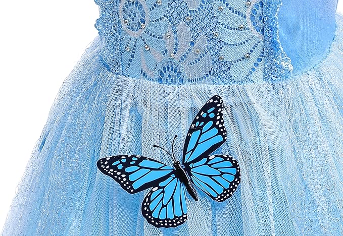 Dressy Daisy Girls' Princess Dress Costume Christmas Halloween Fancy Dresses Up Butterfly Size 8-10 Blue