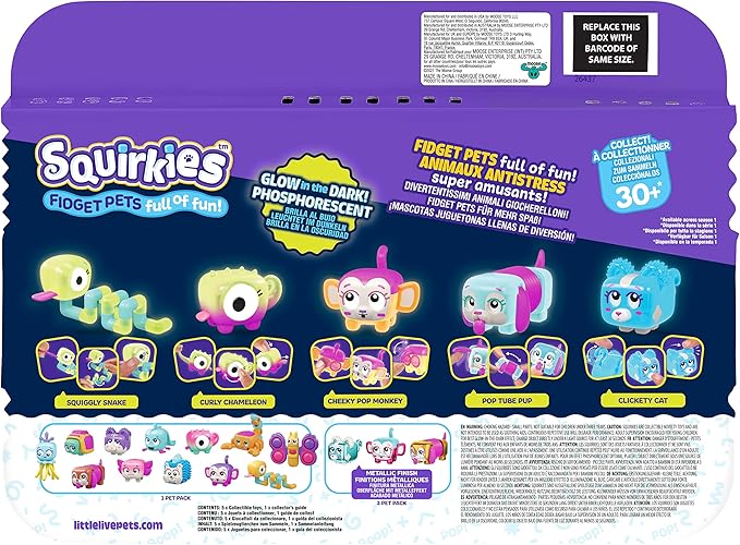 Little Live Pets - Squirkies: 5 Pack | Interactive Fidget Toys, Fidget Feature, Click, Flick, Tangle, Pop, 30+ to Collect, Multiple Fidget Points, for Kids Ages 5+.