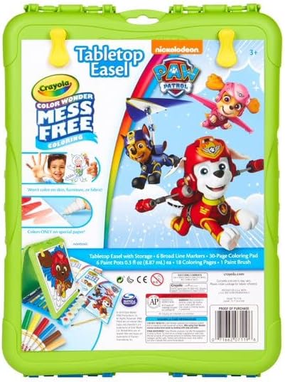 Crayola Color Wonder Paw Patrol Travel Easel with 30 Bonus Pages Full Size Color Wonder Markers and Paints!