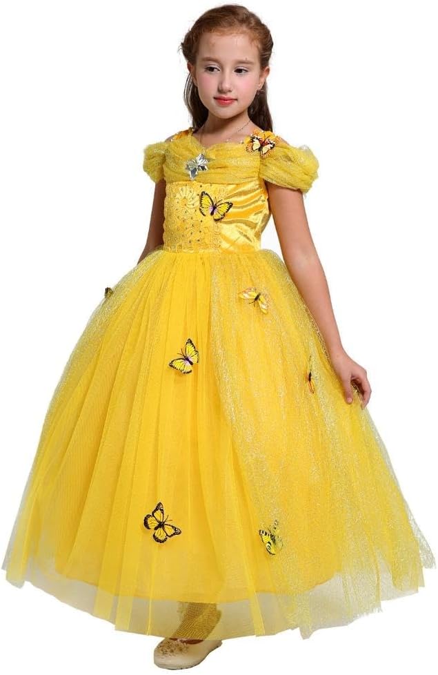 Dressy Daisy Girls' Princess Fancy Dress Up Costume Christmas Halloween Outfit Butterfly Size 6X-8 Yellow