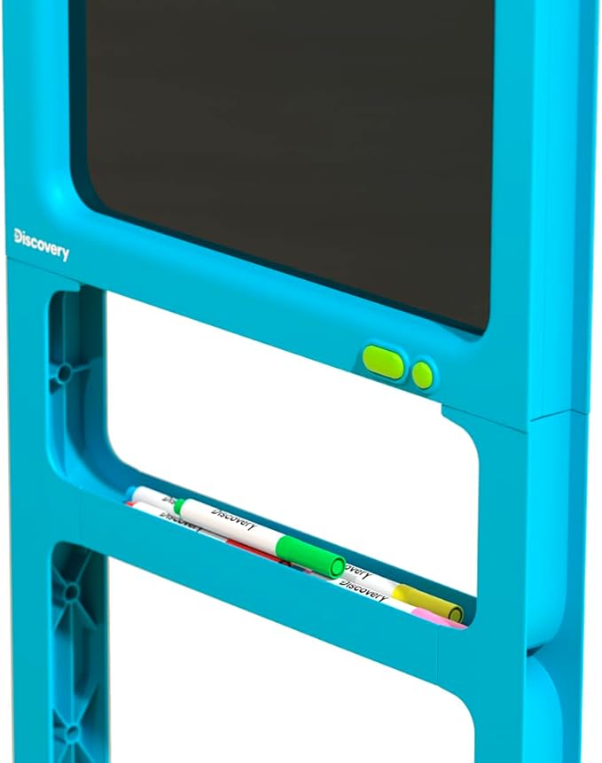 Discovery™ Glow Easel Dual-Sided Art Station – 34” Floor Standing Easel with Light Board, Whiteboard, 6 Neon Dry-Erase Markers| Detachable Drawing Tablet| Coloring Doodle Pad| Arts & Crafts for Kids