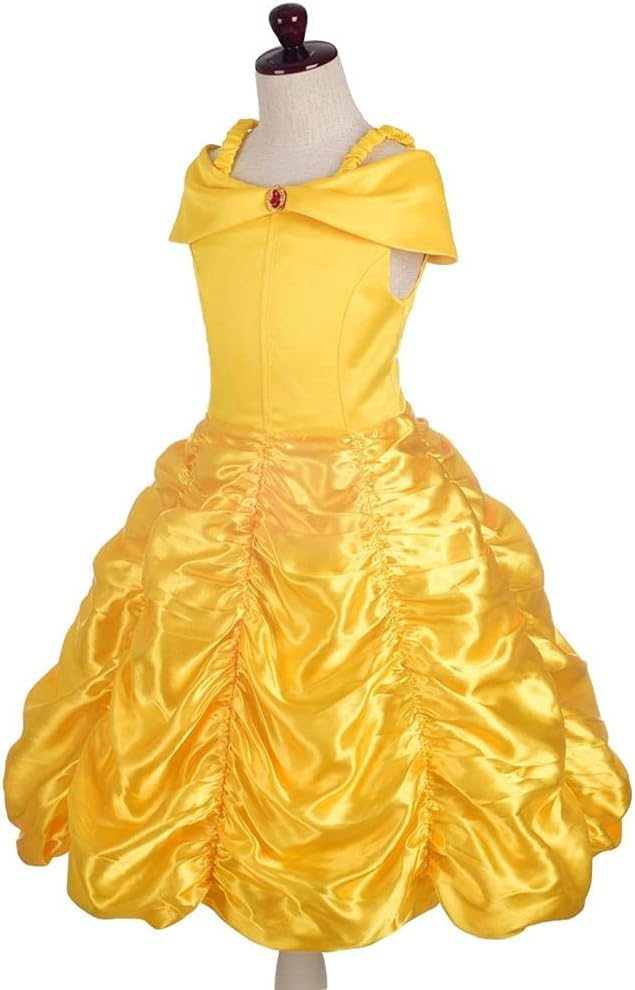 Dressy Daisy Girls' Princess Yellow Gold Ball Gown Birthday Party Fancy Dress Up Halloween Costume Size 3T-12