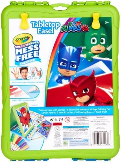 Crayola Color Wonder PJ Mask Travel Easel with 30 Bonus Pages Full Size Color Wonder Markers and Paints!
