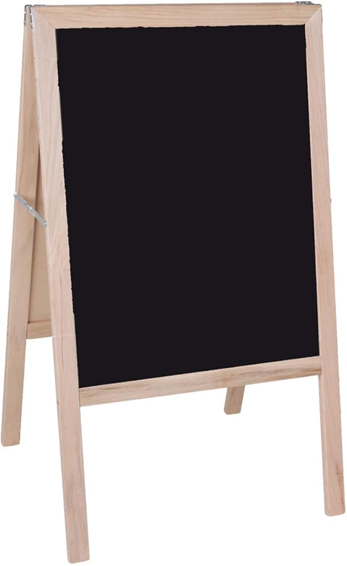 Crestline Products Natural Wood Marquee Easel ( 2 Black Dry Erase Boards) - 42" H x 24" W Sidewalk Easel