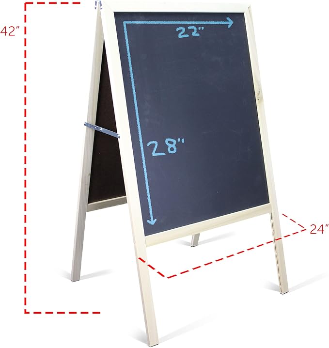 Crestline Products Natural Wood Marquee Easel ( 2 Black Dry Erase Boards) - 42" H x 24" W Sidewalk Easel