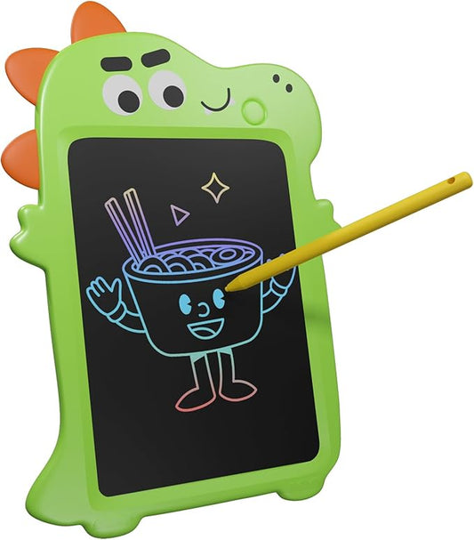 Easel for Kids, Art Easel Kids Easels for Toddlers, Adjustable Magnetic Chalkboard & Whiteboard Wooden Painting Easel with Paper Roll, Foldable Easel for Toddlers Boys Girls(Green Dinosaur)