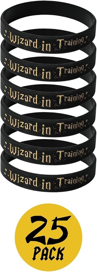 Wizard Birthday Party Favor Supplies, Magical Plastic Goody Bags Fillers and Silicone Wrist Bands Harry Halloween Theme Gifts 25 Pack (Bands)
