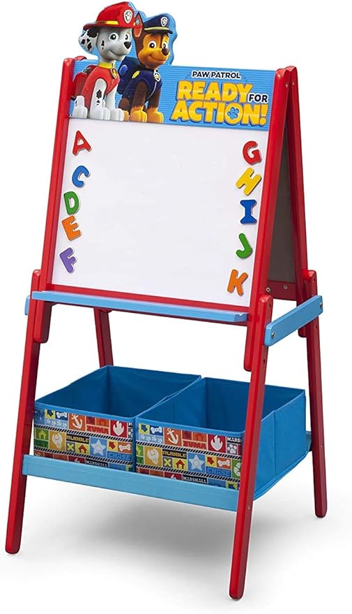 Delta Children Wooden Double-Sided Kids Easel with Storage -Ideal for Arts & Crafts, Homeschooling and More - Greenguard Gold Certified, Nick Jr. PAW Patrol