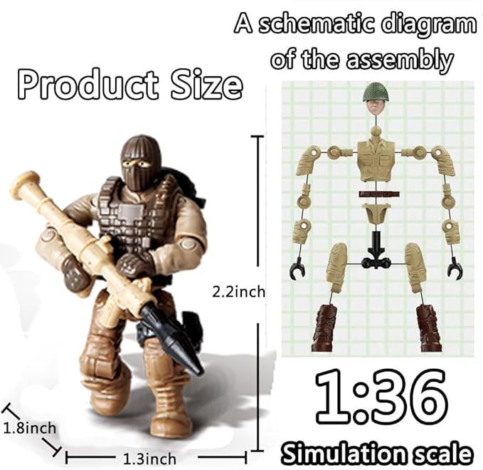 Random 6 PCS Thunder Special Forces Building Block Action Mini-Figures Blind Bags with Multiple Weapons Accessories Equipment Assembly Building Toys Party Favors for Boys