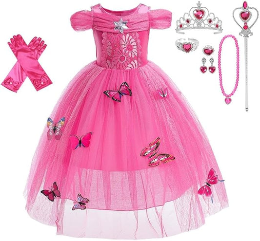 Dressy Daisy Toddler Girls' Princess Fancy Dress Up Costume with Accessories Halloween Outfit Butterfly Size 3T Hot Pink