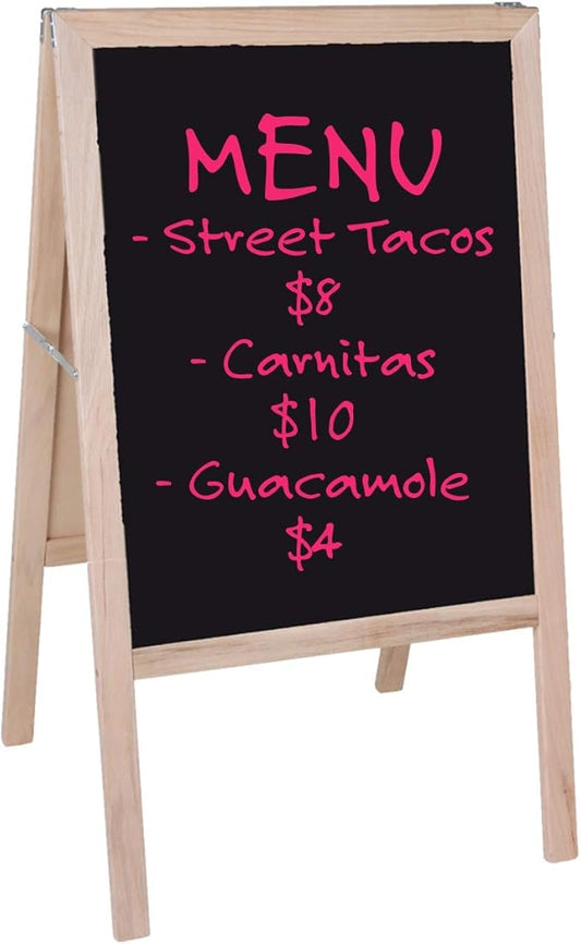 Crestline Products Natural Wood Marquee Easel ( 2 Black Dry Erase Boards) - 42" H x 24" W Sidewalk Easel