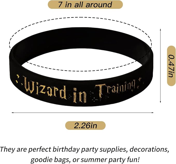 Wizard Birthday Party Favor Supplies, Magical Plastic Goody Bags Fillers and Silicone Wrist Bands Harry Halloween Theme Gifts 25 Pack (Bands)