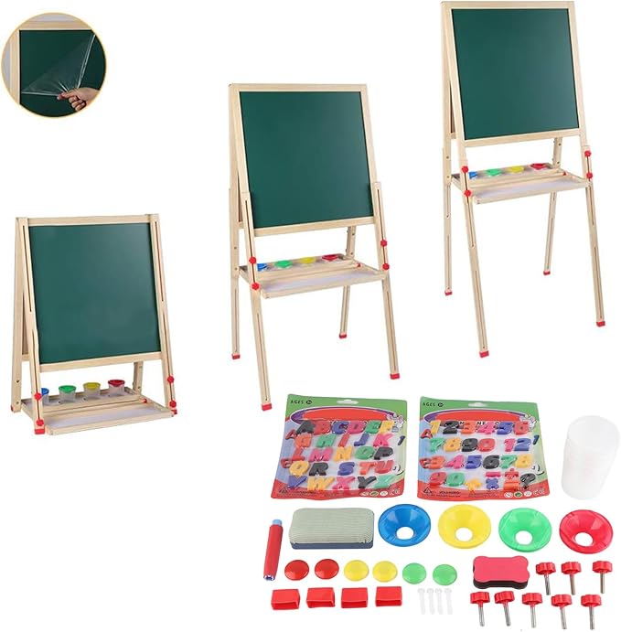 Easel for Kids,Art Easel,Kids Easel,Standing Art Easel, Kids Easel Sturdy Wooden Construction Easy and to Use Play for Office Chalkboard, Paper Roller,Multi Color