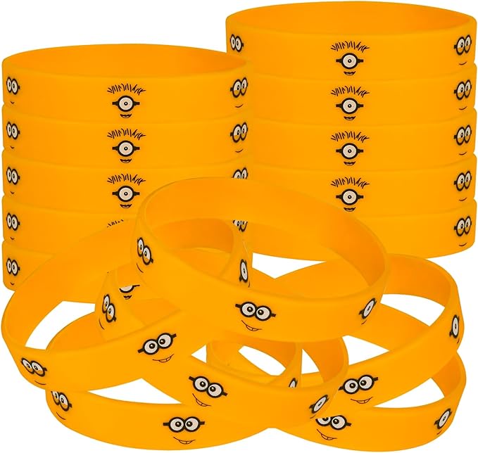 Yellow Cartoon Party Favor Supplies, Birthday Celebration Decorations Gift Despicable Theme Treat Loot Goody Bags Filler Mini 25 Pack (Bands)