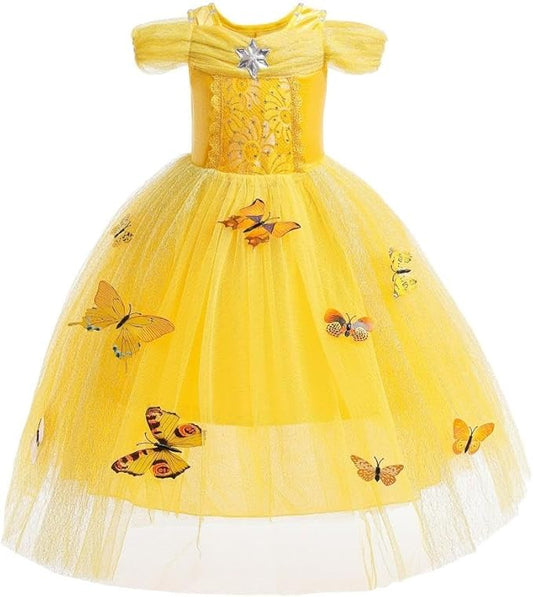 Dressy Daisy Girls' Princess Fancy Dress Up Costume Christmas Halloween Outfit Butterfly Size 6X-8 Yellow