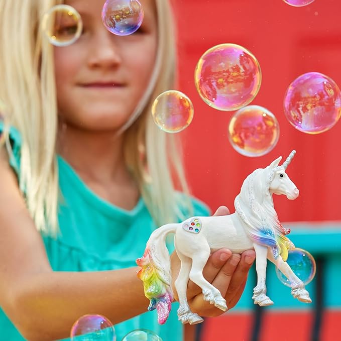 Schleich bayala, Unicorn Toys for Girls and Boys, Rainbow Love Unicorn Stallion with Glitter and Rhinestone Details, Ages 5+, Multicolor, 4.5 inch