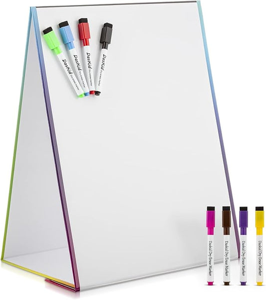 Magnetic Tabletop Easel & Whiteboard Drawing Easel For Kids, Adults, (2 Sides) Perfect for Home, School, & Office, Includes: 8 Dry Erase Markers. Drawing Art Dry Erase White Board Educational Kids Toy