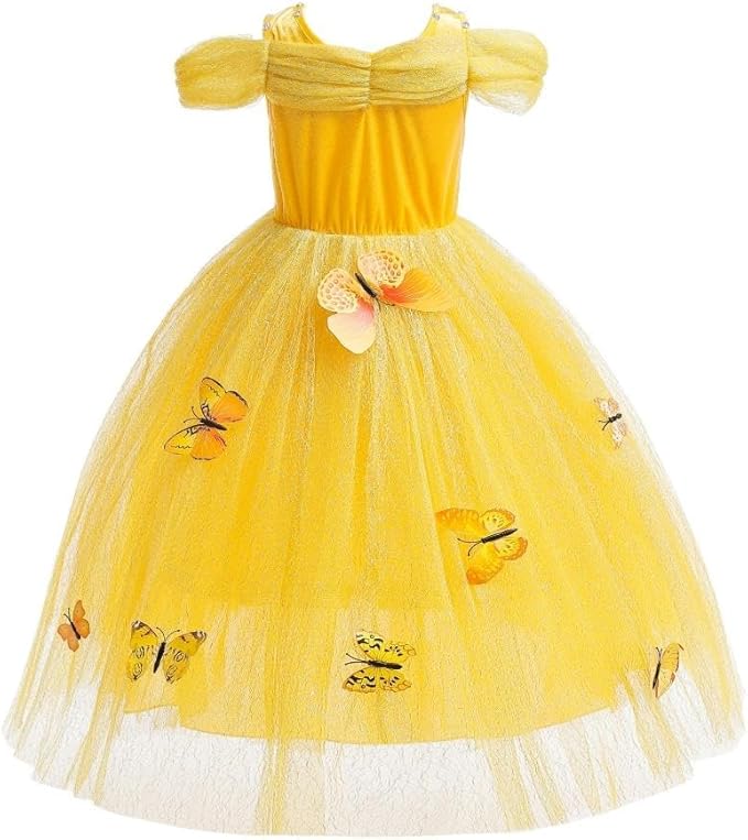 Dressy Daisy Girls' Princess Fancy Dress Up Costume Christmas Halloween Outfit Butterfly Size 6X-8 Yellow