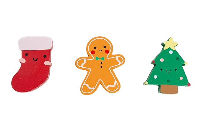 Pearhead 3 Piece Wooden Holiday Puzzle, Kids Christmas Puzzle, Holiday Puzzle Stocking Stuffer, Christmas Toys for Children, Holiday Toy Ideas, 3 Piece Set