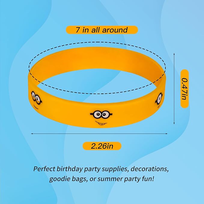 Yellow Cartoon Party Favor Supplies, Birthday Celebration Decorations Gift Despicable Theme Treat Loot Goody Bags Filler Mini 25 Pack (Bands)